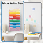 EASEPRES 8 Pocket Mesh Hanging Wall File Organizer, Wall Mounted Mail Paper Document Folder Holder, Clipboard Storage Organization Magazine Rack with Nametag Label for Office Home School, Pink