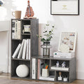 VECELO Narrow Bookshelf Set, Fits 9.3" × 10-12.8" Hardcovers, Cube Storage Bookcases, Free-Standing for Living Room, Bedroom, Home Office, 2/3-Tier, 2-Pack, Gray