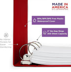 Carstens 2-Inch Heavy Duty Round Ring Binder for Narcotics Control Documents – Side Opening, Brick Red, Case of 16, Durable Plastic, No Pockets, Holds 300 Sheets, Made in USA (1770-3RCS)