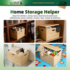 BAMOTTO Lidded Bamboo Storage Bins & Box/Cube/Basket, Home Kitchen and Office Storage Boxes with Handles & Stackable for Organizer Tableware, Crafts, Office Shelf Books, Large, 14.6”x10.2”x9.6”