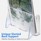 Argvey Acrylic Brochure Holder 8.5 x 11 inches, 2 Pack Clear Brochure Display Stand with Removable Divider for Trifold 4 Inches Wide Pamphlet, Plastic Flyer Holder for Magazine, Literature, Booklet