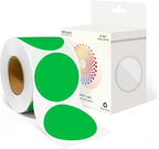2 Inch Round Color Coding Labels (500 Count) - Green Dot Stickers Circle Labels with Dispenser Box for Warehouse, Filing, Industrial, Office Organization