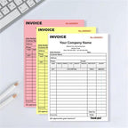 Custom Invoice Book in 3-Part /2-Part Receipt Book with Carbon Copies Personalized Carbonless Service Invoice Form Books Sales Order Book with Company Name Logo Address,A-Invoice Book