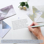 Tuhangcc Stationary Paper Set Minimalism - Hand Blended Colors, 12 Envelopes (4x6 in) & 24 Lined Paper for Wedding Love Letters, Invitations, Anniversaries (Smoky Lavender)