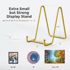 TR-LIFE Plate Display Stand - 4.5 Inch Holder + Metal Frame for Picture, Decorative Plate, Photo Easel, Tabletop Art (Gold 2 Pack)