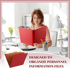 Skyygemm 48 Pcs Classification Folders Letter Size, 3 Divider Pressboard File Folder with Fasteners, Expanding File Organizer Bulk for School Teachers, Office Employee, Coworker, Staff (Red)