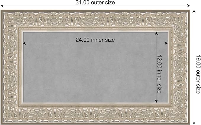 Amanti Art Silver Framed Magnetic Board 19x31 Small Vision Board for use with Magnets, 100% Metal Sheet to Display Items as Office Decor or for Home Organization in mudroom, Kitchen or Kids Room
