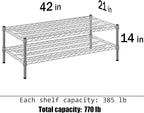 Regal Altair 21" Deep x 42" Wide x 14" Height Wire Shelving Kit | 2-Tier | NSF Commercial Storage Rack Unit