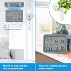 DreamSky Weather Station Indoor Outdoor Thermometer Wireless - Atomic Clock with Indoor/Outdoor Temp, Date & Day, Battery Powered, Home Weather Forecast Clock with Inside Outside Temperature Humidity