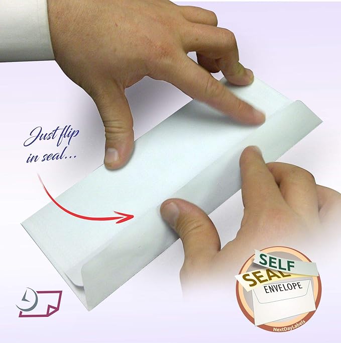 NextDayLabels #8 Double Window Check Envelopes - 100 Pack Ready-Seal Business Envelopes with Security Tint - Self-Sealing Envelopes with Window for Laser Printed Checks - Made in USA