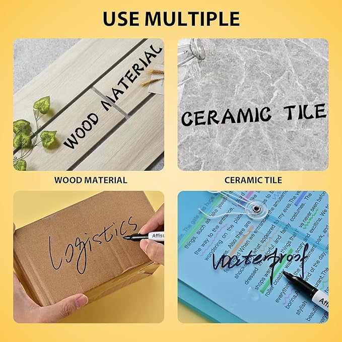 Affisure Permanent markers, 100 packs permanent markers bulk, quick dryingin one second, waterproof, smooth, noteasy to erase, durable, can be markedon glass, tiles and cloth, office supplies