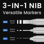 BIGTHUMB 3 Pcs Silver Jumbo Permanent Markers: 15mm Wide Tip Thick Acrylic Paint Pen Large Calligraphy Marker for Rock Painting, Poster, Sign, Canvas, Glass, Wood, Ceramic