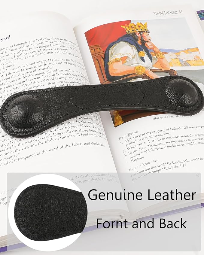 Weighted Bookmark - Leather Book Page Weight Book Weights Holder for Hands-Free Reading Paper Weights for Cookbooks Crafts Music Books Bookmarks(01Black)