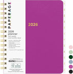 PAPERAGE 2026 Weekly & Monthly Planner, 12 Months (January 2026 - December 2026), 6.6 in x 8.1 in, Spiral Bound 2026 Planner with Weekly, Monthly & Yearly Views, Note Pages & Inner Pocket – Raspberry