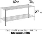 Regal Altair 21" Deep x 60" Wide x 27" Height Wire Shelving Kit | 2-Tier | NSF Commercial Storage Rack Unit