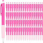 Simply Genius Pink Pens - 100 Count, Retractable Ballpoint, Black Ink - Pink Pens for Writing, Journaling, School & Office Supply