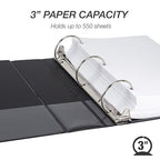 Samsill Economy 3 Inch 3 Ring Binder Bulk Pallet, Made in The USA, Round Ring Binder, Customizable Clear View Cover, Black, Pallet of 288 Binders in 24 Cartons