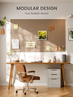 Bumusty Large Cork Board Alternative-47 x35 Felt Bulletin Board Tiles, with 30 Pushpins, 70 Adhesive Tabs, 12-Pack Slat Wall Paneling, Cork Boards for Office Push Pin Board Felt Board-Dark Camel