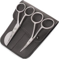 MAKER AND MARKET Small Embroidery 4.5 Inch Scissors Set of 2 Kit - Mini Double Bend Offset Duckbill and Double Bend Long Applique Needlepoint Blade with Pouch Sleeve (Satin)
