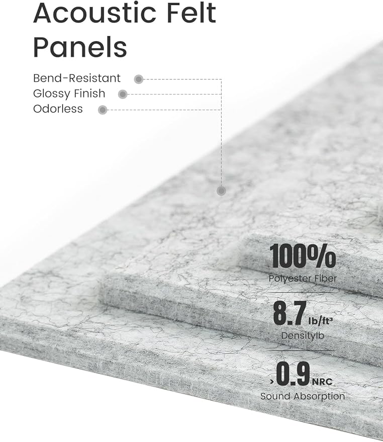 Fluxynara Felt Bulletin Board Tiles -28"x18" Cork Board Alternative for Office Decor, Push Pin Board Wall Organizer 6-Pack-Marble Gray