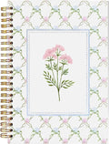 BitKan Pink and Blue Floral Spiral Notebook, Grandmillennial Wild Flower Journal for Women, Preppy Pastel Botanical Aesthetic Notebook 5.5x8.3 Inch, Preppy Office Supplies-364