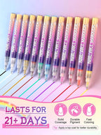 EBANKU 12 Colors Nail Art Pens Kit 0.5MM Ultra-Fine Tip 3D Nail Polish Pens Quick-Dry Acrylic Paint Pens Nail Markers Dotting Tools for Home & Salon Manicure