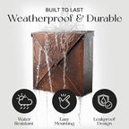 NACH Mailboxes for Outside Wall Mount, 12 x 12 x 4.8 inch Antique Copper Mail Boxes for House Outside, Waterproof Mailboxes for Outside - Chicago Style Mail Box