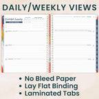 bloom daily planners 2026 Planner (January to December) - 8.5” x 11” Weekly & Monthly Dated Agenda Organizer Book with Stickers & Tabs - Flexible Soft Cover - Brilliant Brushstrokes