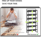 4NM No Assembly 6 Tiers Folding Bookshelf Storage Shelves Vintage Bookcase Standing Racks Study Organizer Home Office (All Black)
