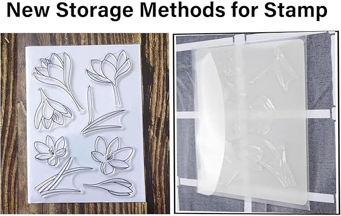 BROTOSPAC 48 PCS Clear Stamps Storage Panels,Resealable Die Cut Storage Bag, White Plastic Stamps Organizer Panels, Clear Stamp Organizer Set for Die Cutting and Decorative (48)
