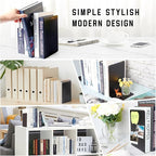 VONDERSO Metal Bookends Black, 2 Pairs Decorative Metal Book End Supports for Shelves Gauge Book Divider Stopper Holders with Non-Slip Anti-Scratch Rubber Pads