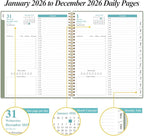 Daily Planner 2026 Full Page Per Day- 2026 Daily & Monthly Planner from January 2026 to December 2026, Day Planner 2026 with 12 Months Tabs, 8.5" x 11", Green