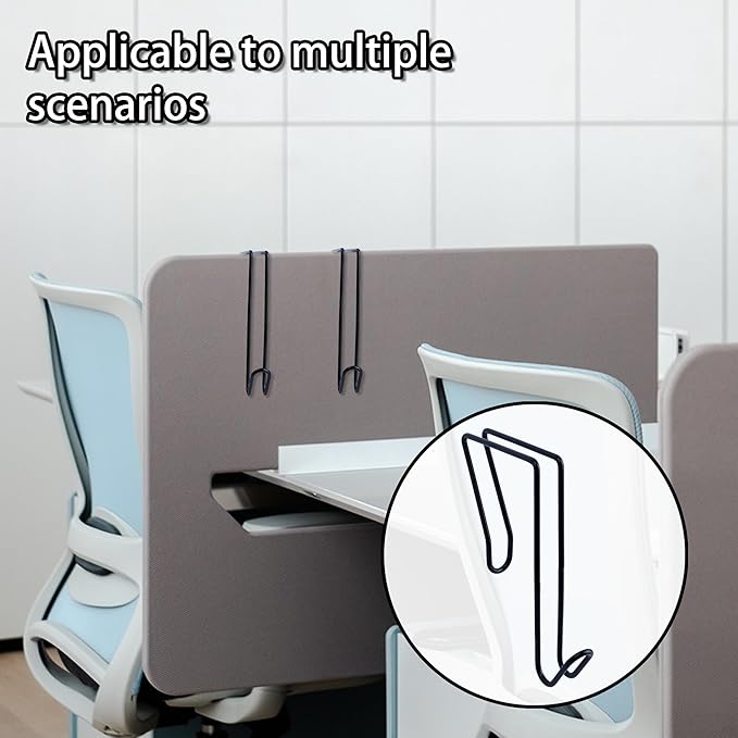 LIGHUFEIC 5 Pack Wire Cubicle Hook,Cubicle Accessories Wall Hangers for Clothing Mirrors, Pictures, Hats, and Bags in Office Cubicles Panels Cubicle Hooks(Black)