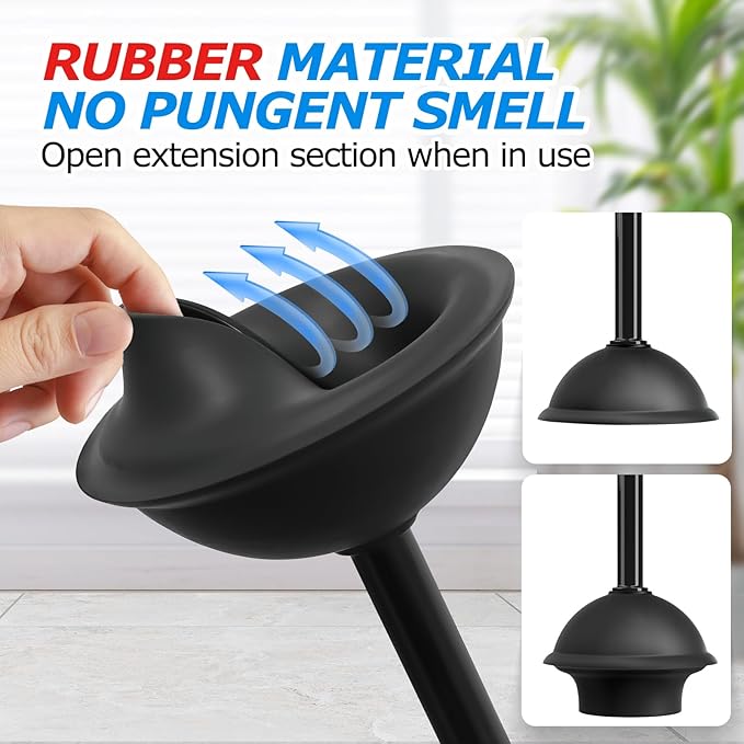 FORASTO 3Pack 2 in 1 Toilet Brush and Plunger Set, Extended Handle Plunger,Toilet Bowl Brush Plunger Set,Bathroom Cleaning Tools,Toilet Brush Plunger Combo,Cleaning Brush,Cleaning Supplies (21inch)