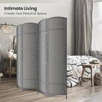 cocosica Paper Rope Room Divider, 4 Panel Wood Mesh Woven Design Screen with Double Sides Weaved, Foldable Portable Partition Divider Screen for Decorationg of Bedroom,LivingRoom,Office Separator