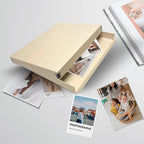 Lineco Museum Archival Storage Box, 11.75x15.25x1.5 in. Drop Front Design. Acid-Free with Metal Edge. Organize Photos, Pictures, Prints, Documents, Crafts, DIY. Tan, 2 Pack