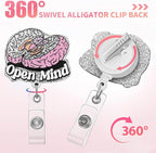 Aoryalps Open Mind Retractable Badge Reel Holder Retractable with ID Clip for Nurse Nursing Name Tag Card Nursing Student Teacher Doctor Medical Assistant Work Office Clip-Gifts for Nurse