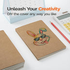 Foliom 5 Pack Kraft Notebooks Bulk A5, 60 Pages Blank Unlined Journals, 8.3x5.5 Inches, Natural Kraft Cover Composition Notebooks for School Office Students Artists