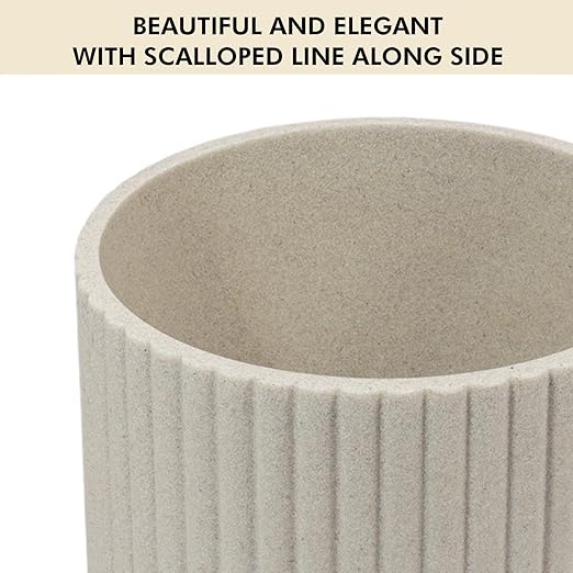 DoveeDosa Beige Luxury Stone Bathroom Trash Can, Modern Bathroom Office Trash Can, Resin Wastebasket, Garbage Receptacle Bin for Bathrooms, Offices, Powder Rooms, Kitchens (Beige)