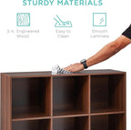 Best Choice Products 9-Cube Storage Organizer, 11in Shelf Opening, Bookcase, Display Shelf, Customizable w/ 3 Removable Back Panels - Walnut