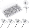 300Pcs Clear Push Pins，Flat Thumb Tacks for Bulletin Board，Plastic Head with Steel Point Thumb Tacks for Wall Cork Board