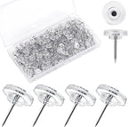 300Pcs Clear Push Pins，Flat Thumb Tacks for Bulletin Board，Plastic Head with Steel Point Thumb Tacks for Wall Cork Board