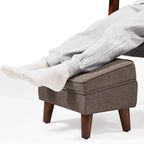FAGAGA Small Footstool Ottoman with Adjustable Lid, Modern Storage Ottoman, Foot Rest for Couch, Foot Stool with Sturdy Wood Legs for Living Room, Bedroom, Enterway, Brown