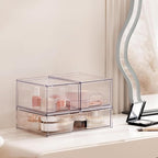 Vorey Clear Stackable Desk Storage Drawers, 3 Pack Acrylic Bathroom Makeup Organizers, Easily Assemble All Purpose Plastic Bins for Brightroom, Pantry Organization, Vanity, Undersink, Cabinet