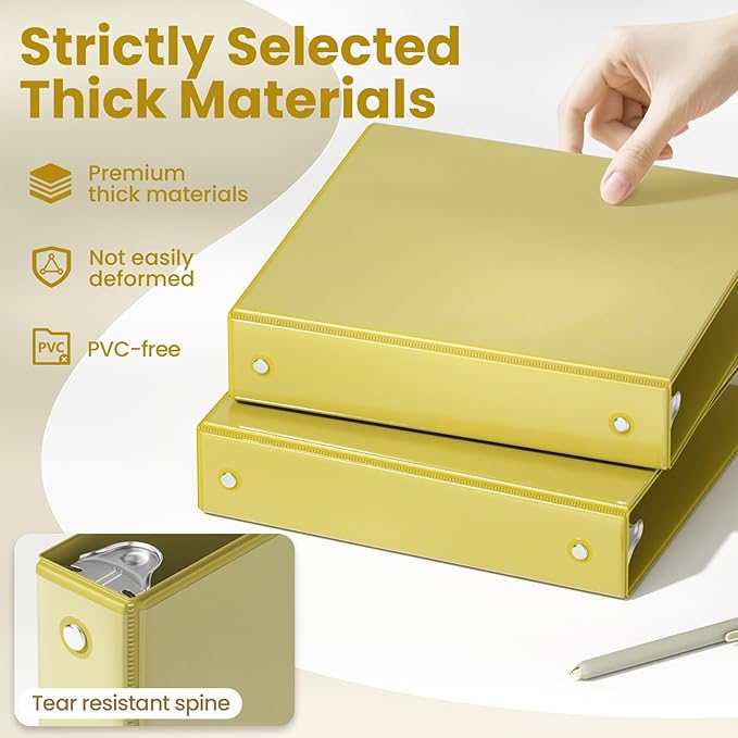 SUNEE 3 Ring Binder 1.5 Inch 1 Pack, Clear View Binder Three Ring PVC-Free (Fit 8.5x11 Inches) for School or Office Supplies, Yellow