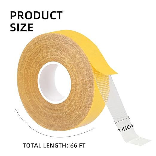 KAIYUER Thin Double Sided Fabric Tape Heavy Duty, 1" x 66 FT,Strong Double Sided Tape for Clothes,Crafts,Walls and Woodworker,No Glue Residue High Stickness Mounting Tape