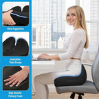 CushZone Seat Cushion, Memory Foam Office Chair Cushions, Ergonomic Curved Design for Sciatica, Tailbone, Coccyx, Seat Support for Car, Desk Chair, Wheelchair, Enhances Long Sitting Comfort (Black)