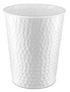 Monarch Abode Metal Bathroom Trash Can – Waste Basket for Bedroom, Office Desk, & Dorm, Hand Hammered, Durable Decorative White Small Trash Can Bathroom Garbage Bin Wastebasket