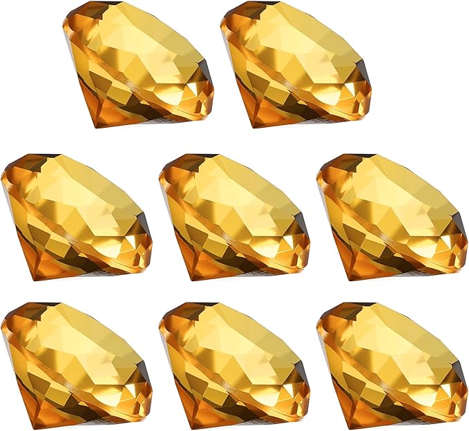 PATIKIL 8 Pcs Diamond Crystal Paperweight, 40mm / 1.57 Inch Crystal Paperweight Paper Weight for Home Office Desktop Table Decor Wedding Party Jewelry Ornaments, Brown