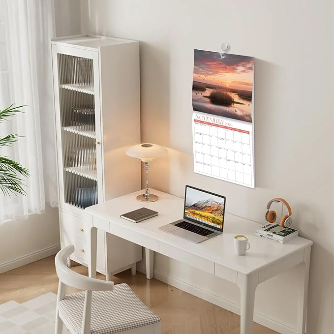 2026 Calendar, 2026 Wall Calendar, Monthly Calendars 12 Month Sunset Sunrise 12" x 24" Opened, Thick Glossy Paper for Organizing Planning, Ideal for Home Office